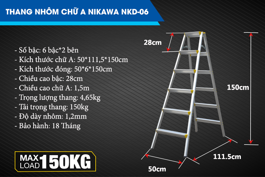 Thang nhôm gấp chữ A Nikawa NKD-06